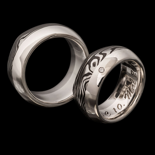 Trauringe Thor + Silver Liner + Diamond